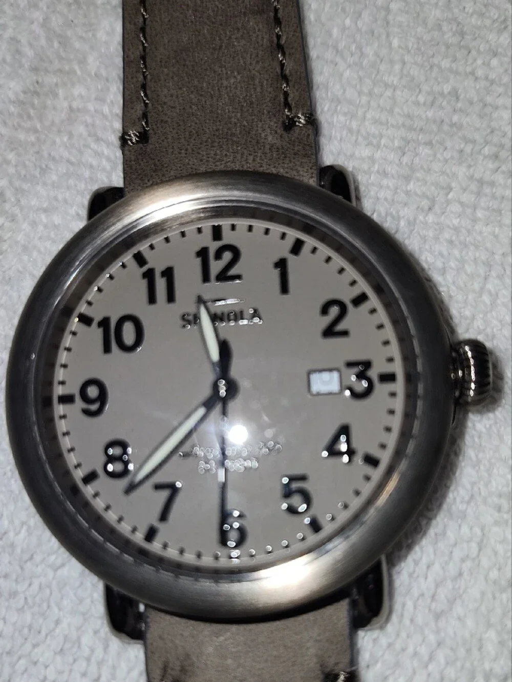 Shinola Argonite Taupe Face And Strap Leather Strap Watch Series S01